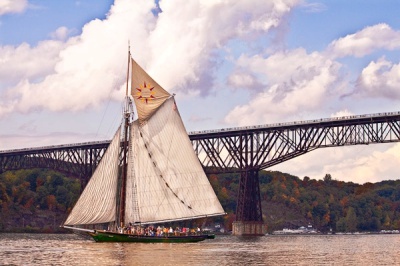 Clearwater schooner and bridge
